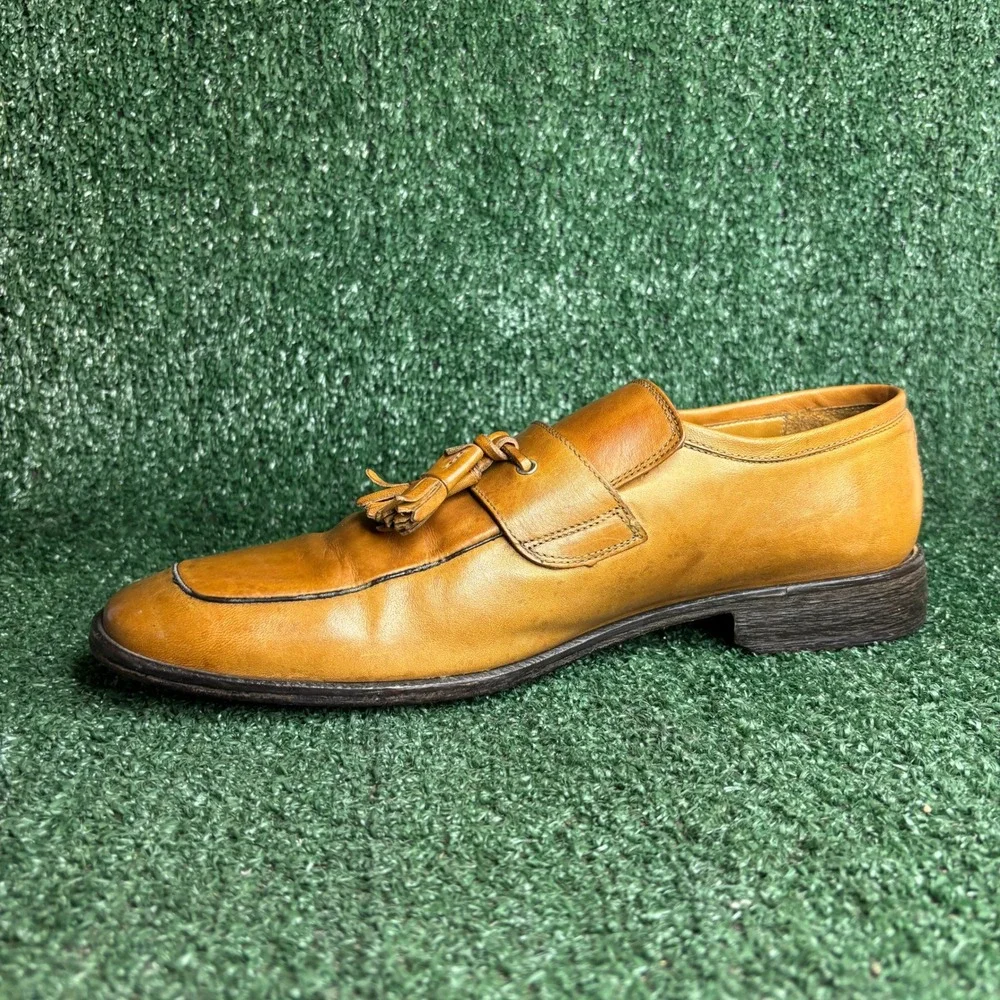 Johnston Murphy J&M 1850 Tassel Loafers Leather Slip On Tan Mens Shoes Size 12 M